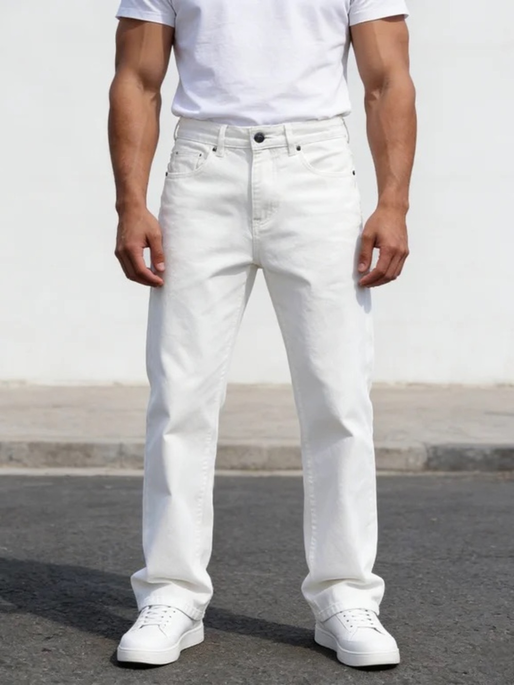 Ralph Lauren Men's White Straight-Leg Jeans